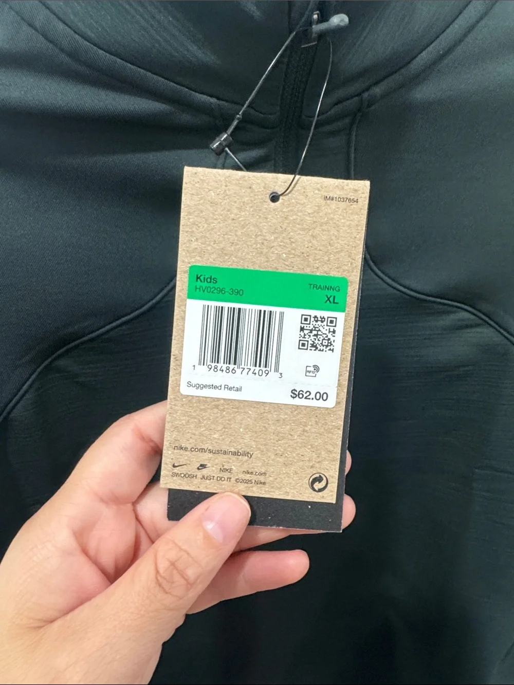 Nike Pro Kids  Long-Sleeve Half Zip Top in Dark Green